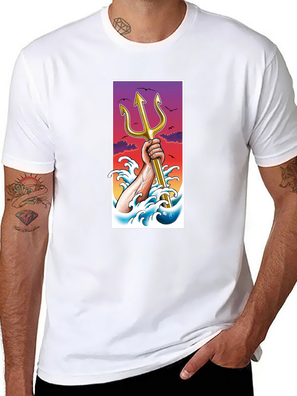 Trident Graphic Tee - Stylish Cotton Blend T-Shirt