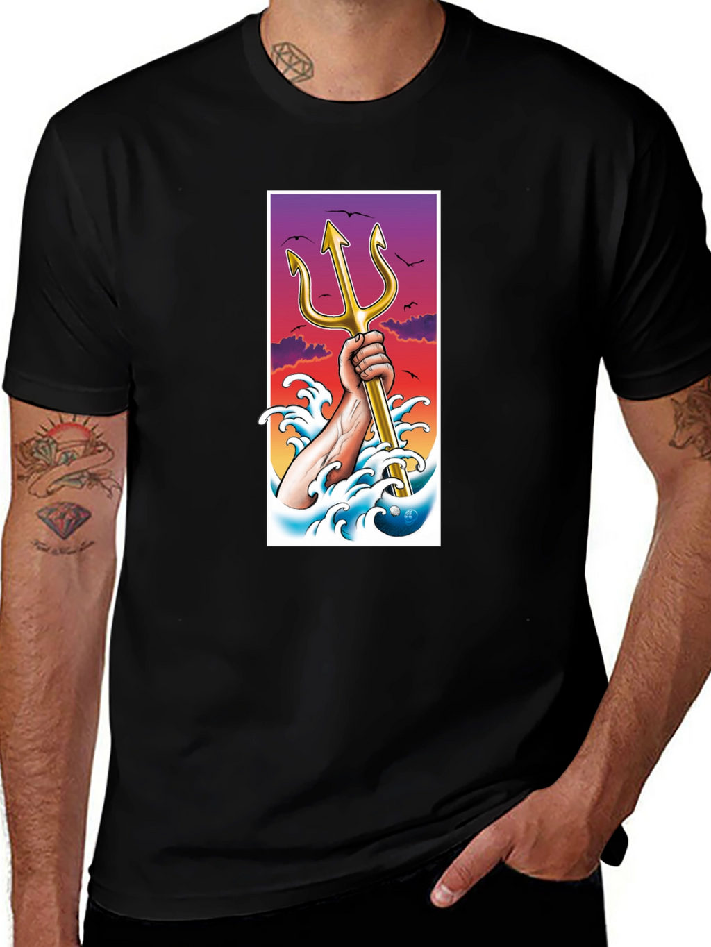 Trident Graphic Tee - Stylish Cotton Blend T-Shirt