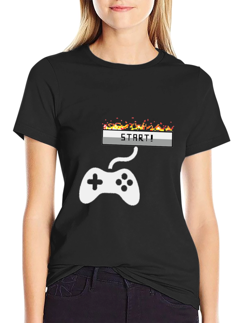 Retro Gamer Start T-Shirt - Black Cotton Tee