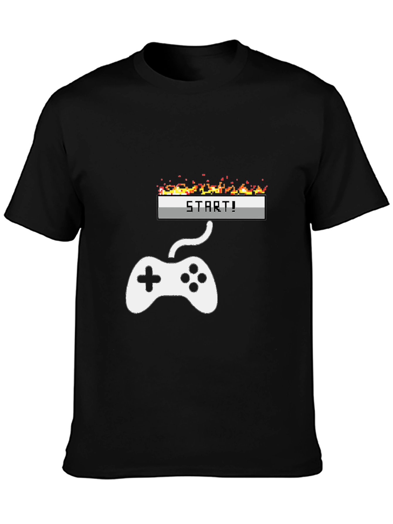 Retro Gamer Start T-Shirt - Black Cotton Tee