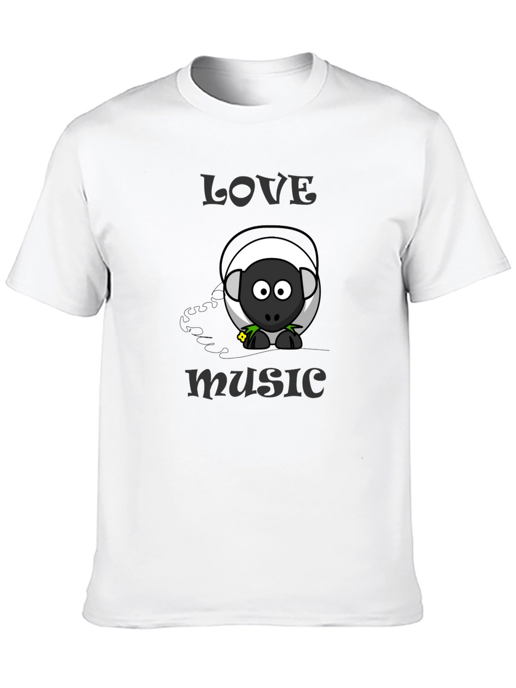 Love Music Sheep Cartoon Graphic T-Shirt