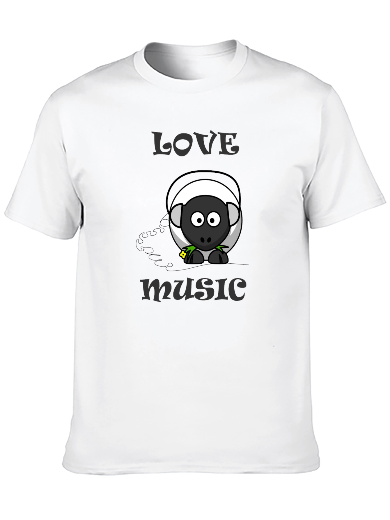 Love Music Sheep Cartoon Graphic T-Shirt