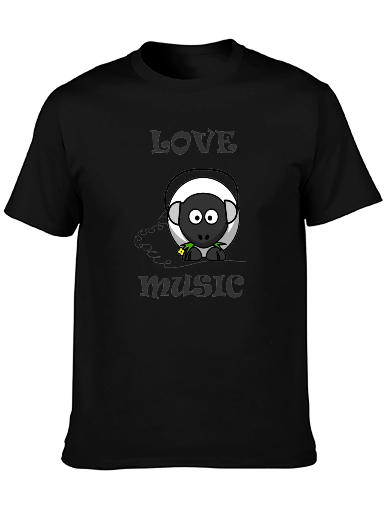 Love Music Sheep Cartoon Graphic T-Shirt