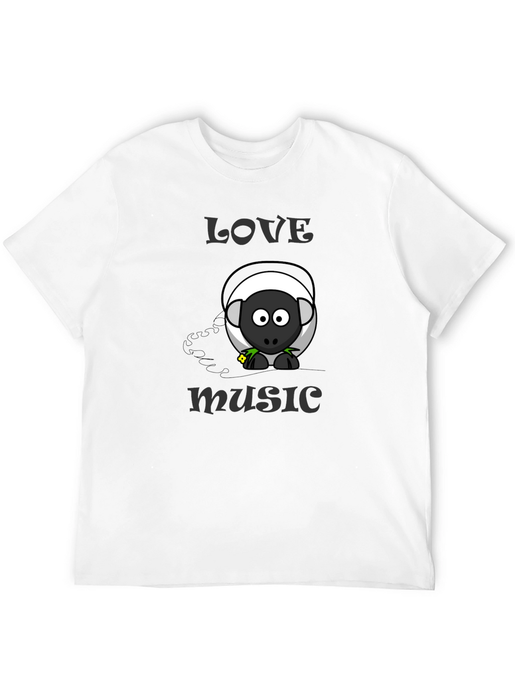 Love Music Sheep Cartoon Graphic T-Shirt