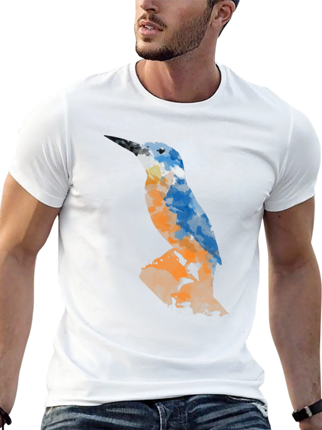 Abstract Bird Graphic Tee - Mens Black T-Shirt