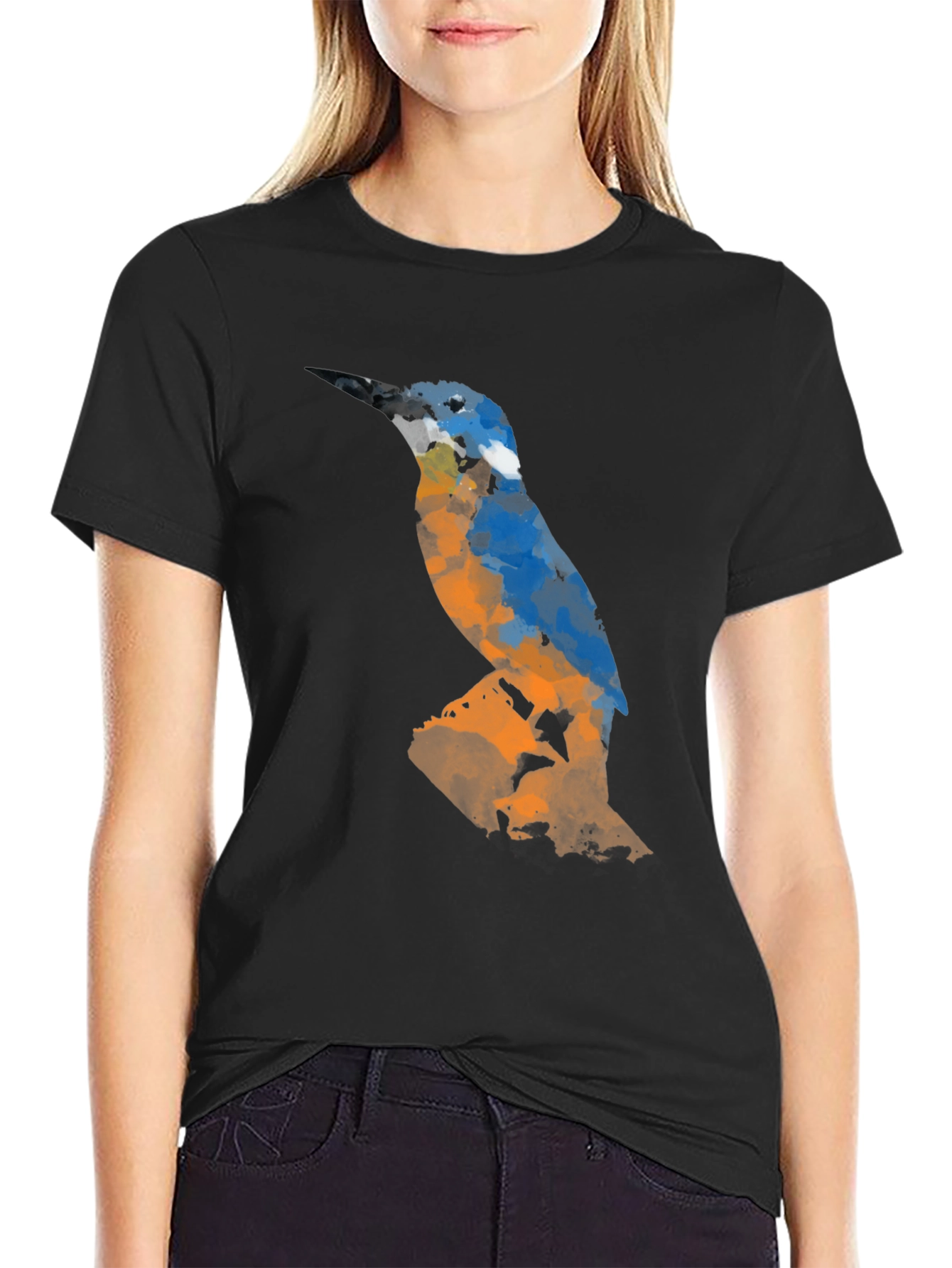 Abstract Bird Graphic Tee - Mens Black T-Shirt
