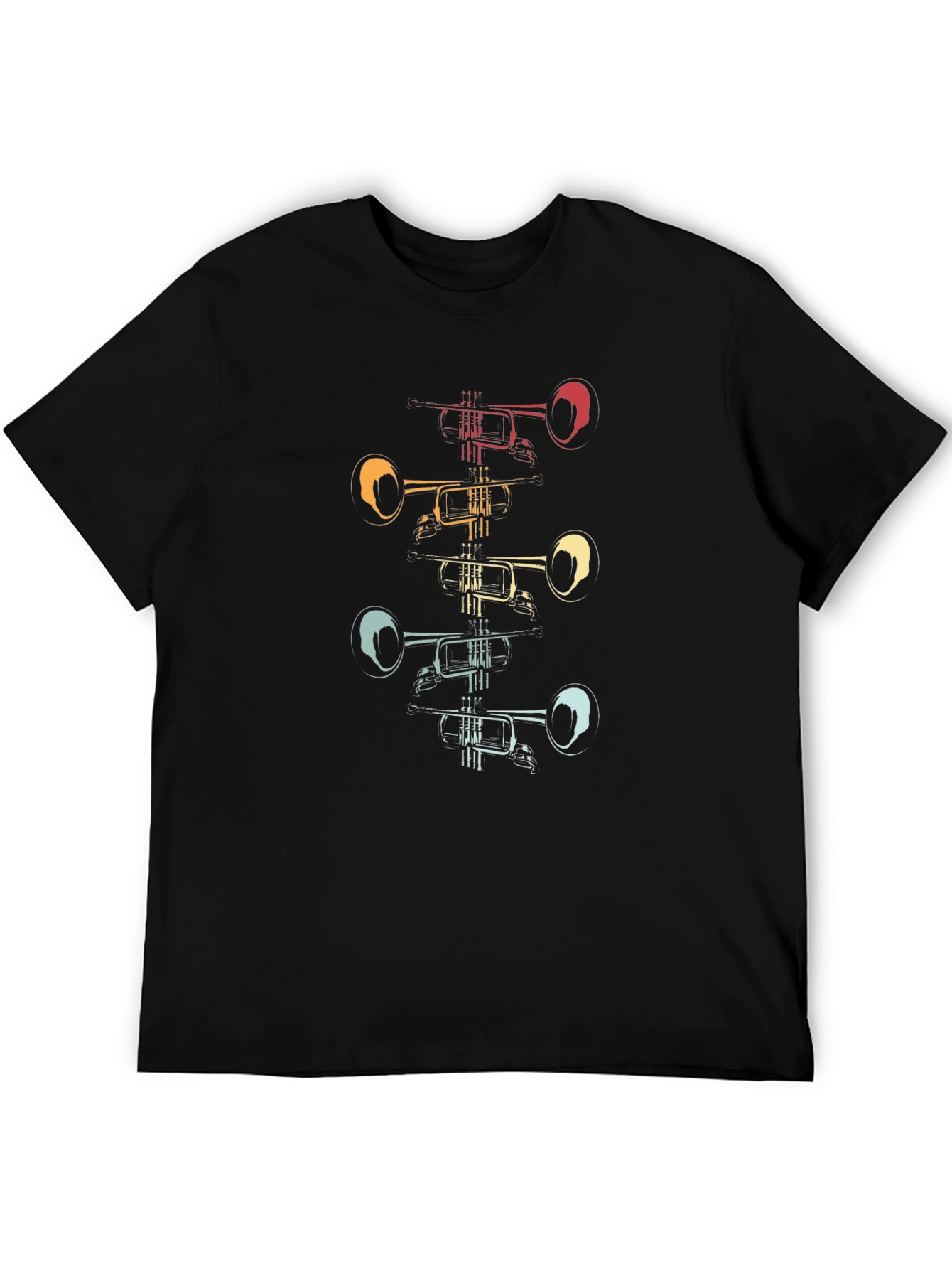 Retro Trumpet Stack Graphic Tee - Black