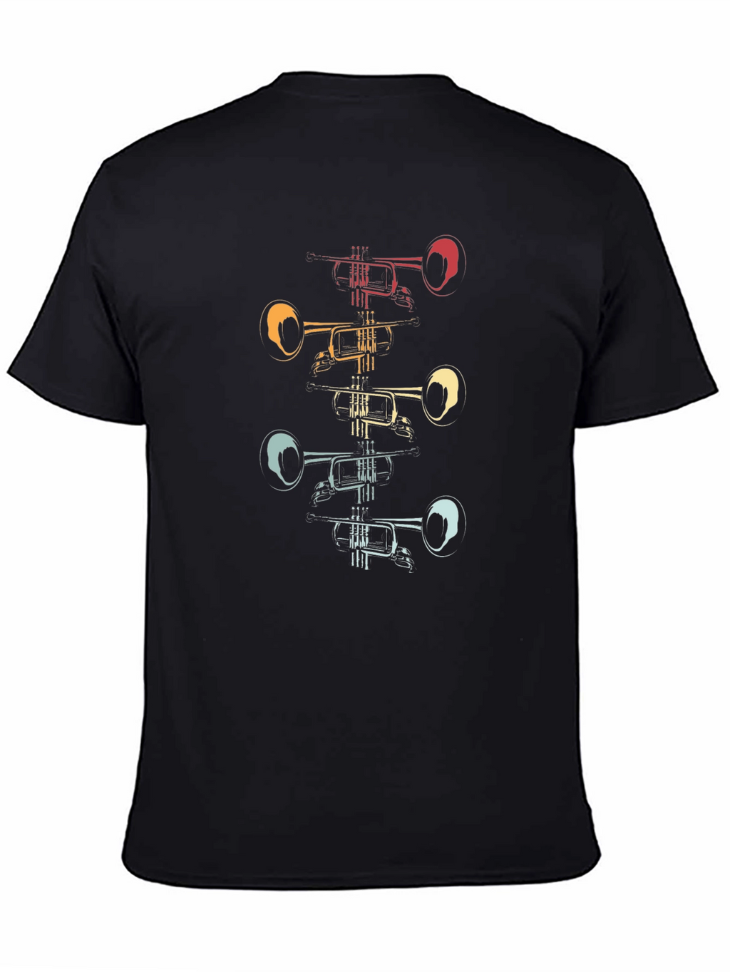 Retro Trumpet Stack Graphic Tee - Black