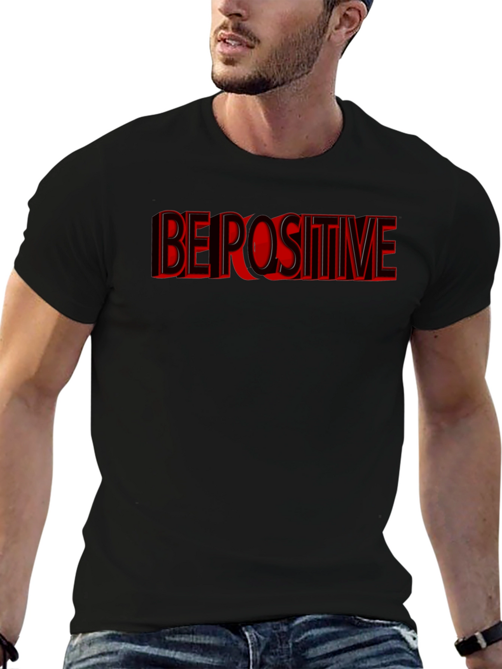 Be Positive Graphic T-Shirt - Black