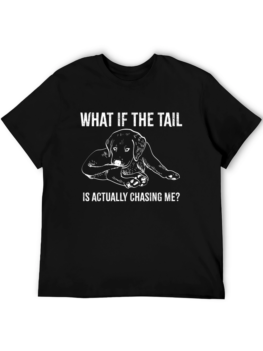 Dog Tail Chasing Funny Black T-Shirt