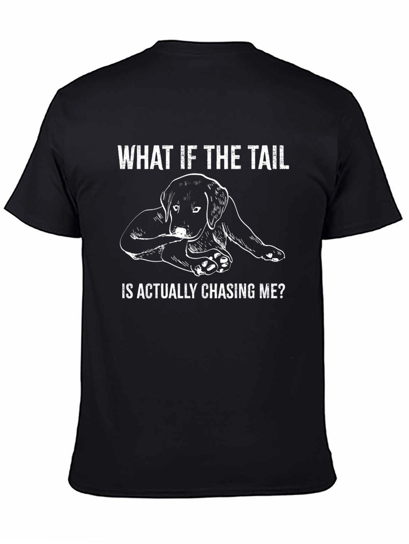 Dog Tail Chasing Funny Black T-Shirt