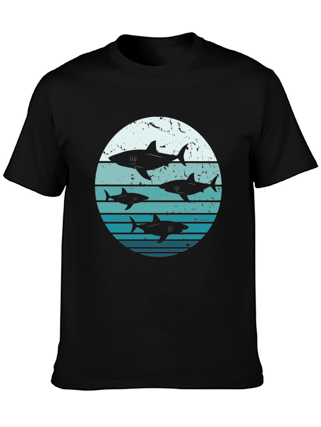 Shark Sunset Graphic Tee - Black Cotton T-Shirt