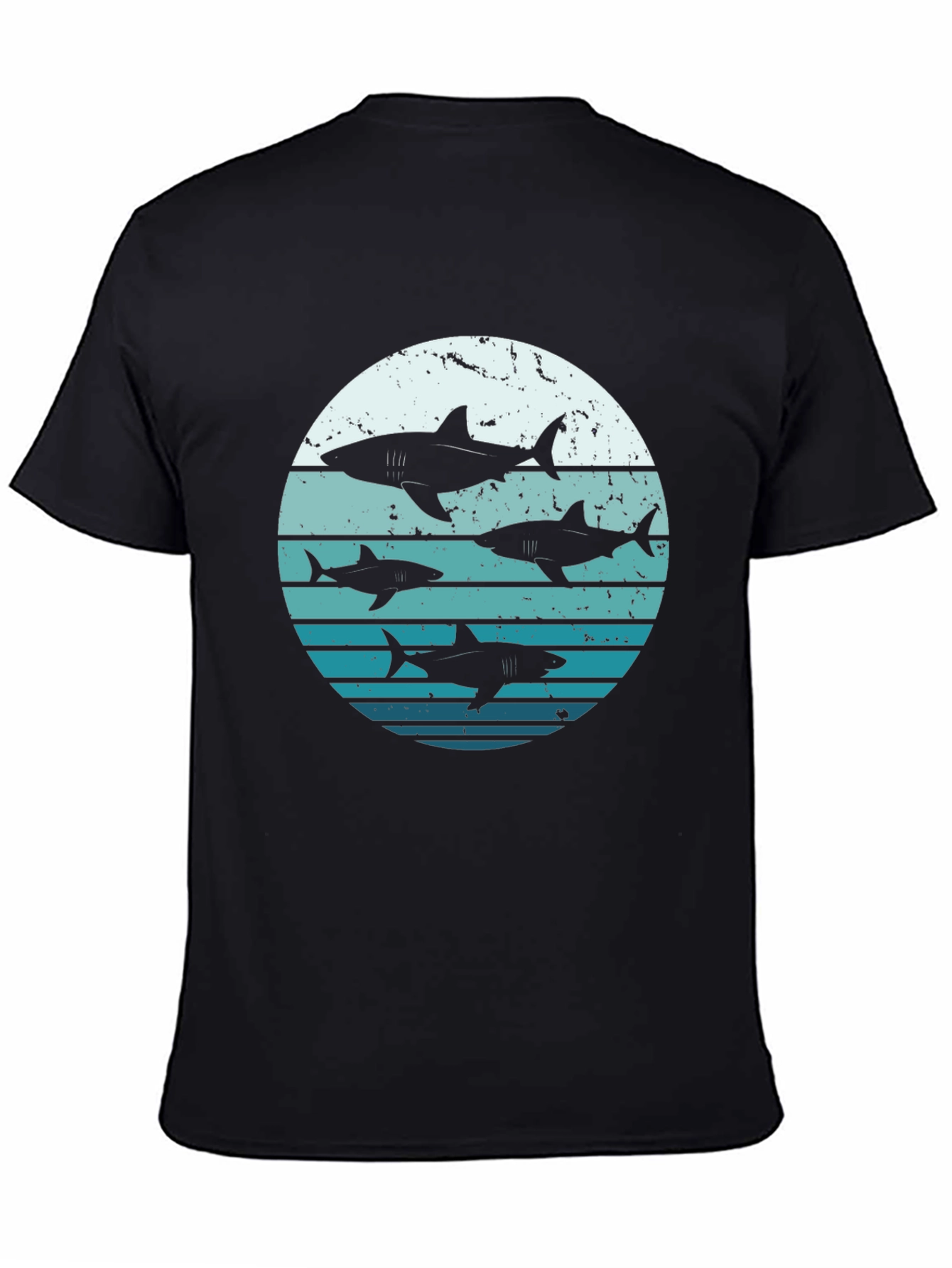 Shark Sunset Graphic Tee - Black Cotton T-Shirt