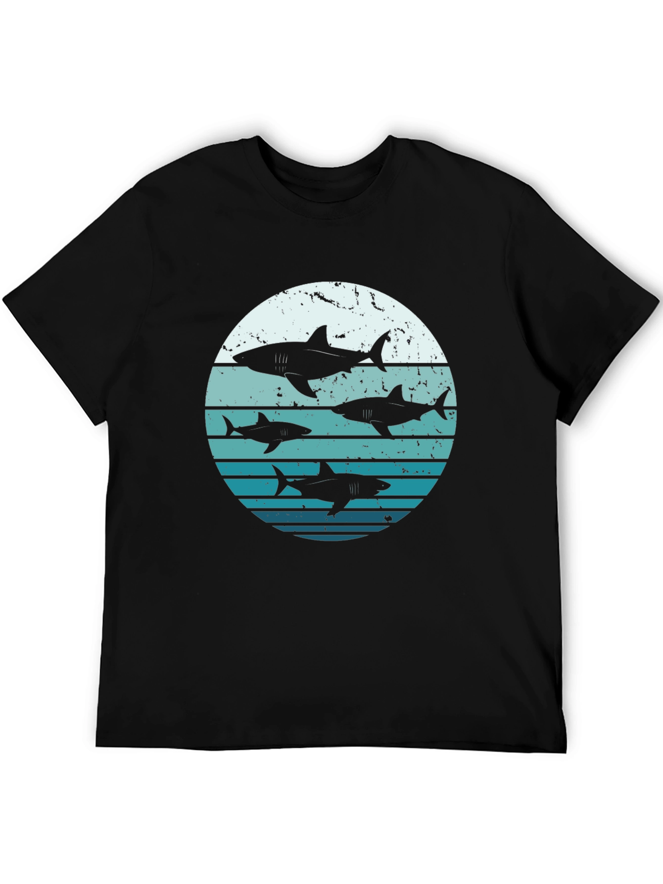 Shark Sunset Graphic Tee - Black Cotton T-Shirt