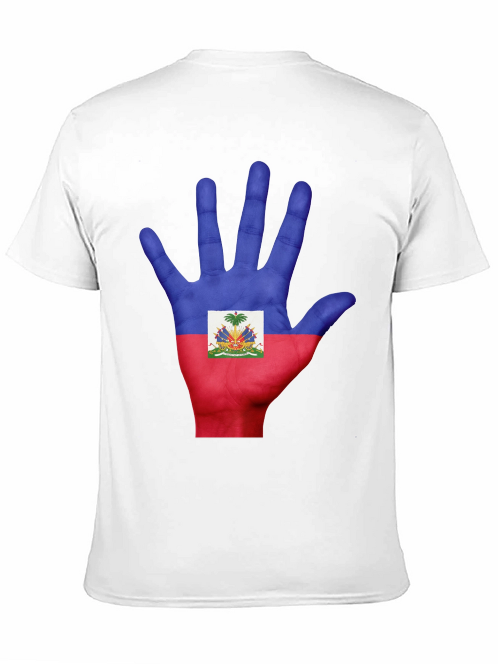 Haiti Flag Hand Print T-Shirt - Black Cotton Tee
