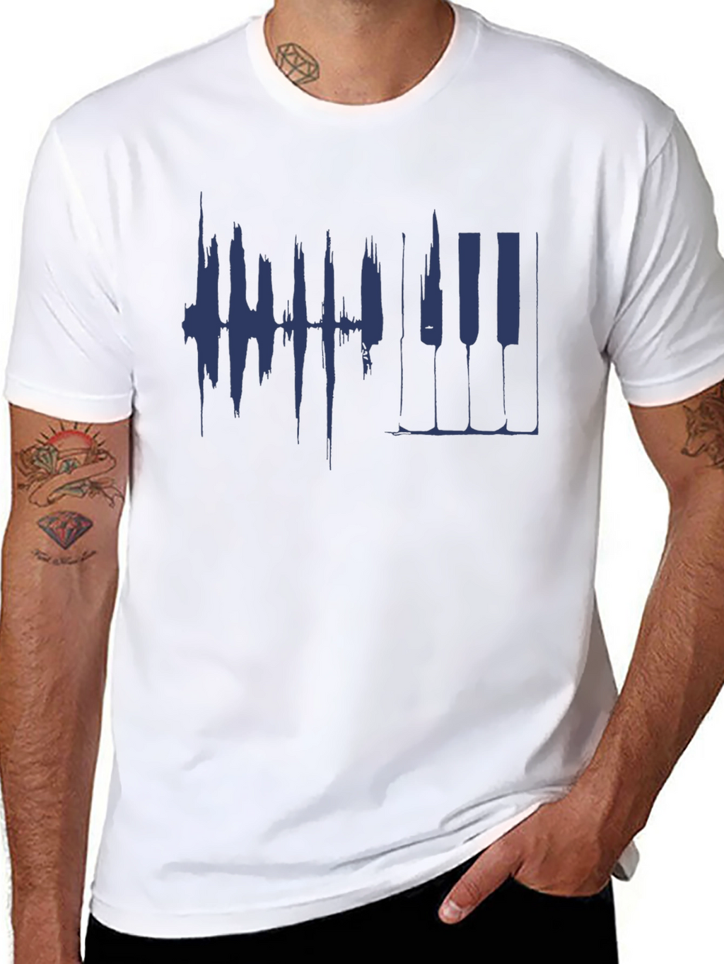 Piano Keys Graphic Mens Black T-Shirt