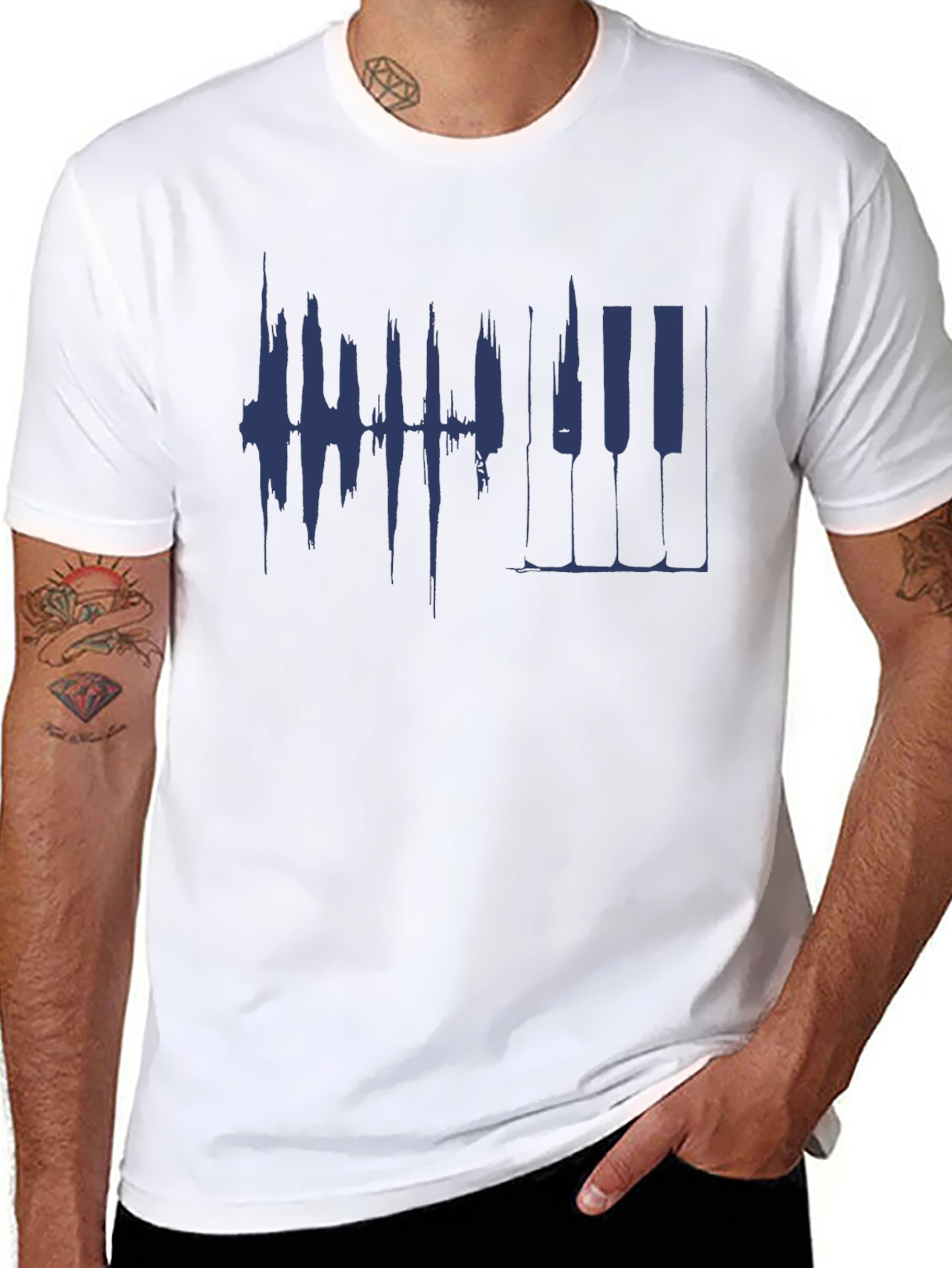 Piano Keys Graphic Mens Black T-Shirt
