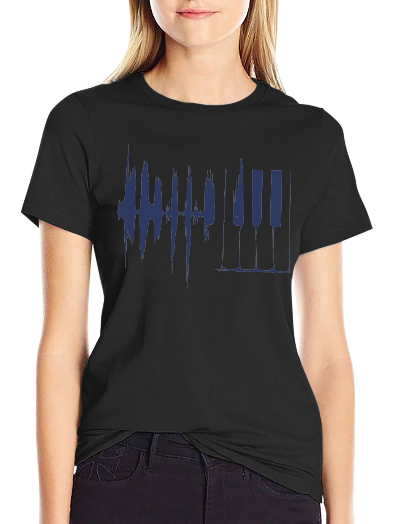 Piano Keys Graphic Mens Black T-Shirt