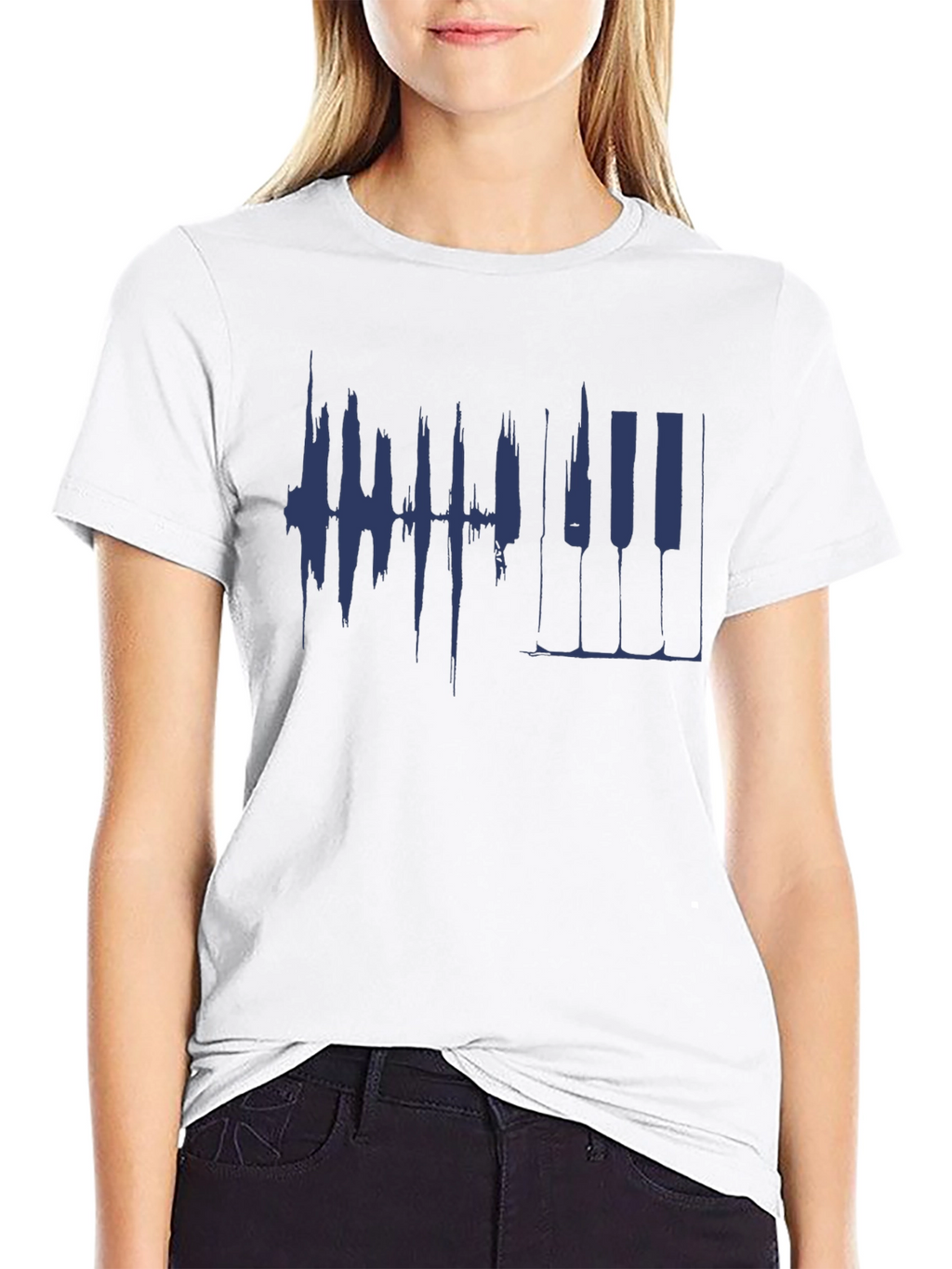 Piano Keys Graphic Mens Black T-Shirt