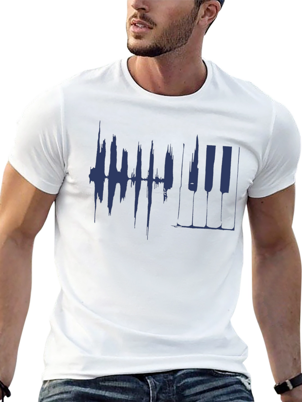 Piano Keys Graphic Mens Black T-Shirt
