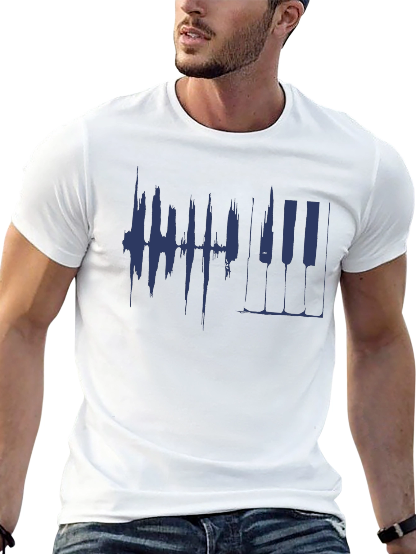 Piano Keys Graphic Mens Black T-Shirt