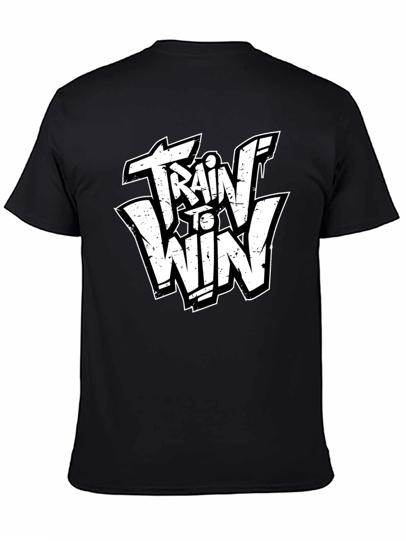 Train to Win Graphic Tee - Black Cotton T-Shirt