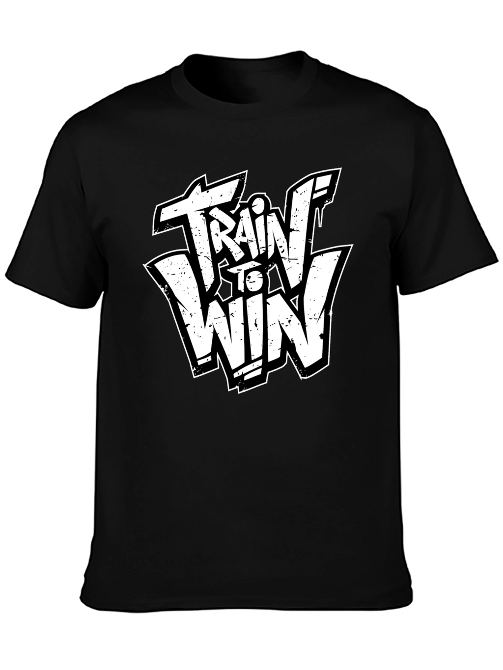 Train to Win Graphic Tee - Black Cotton T-Shirt