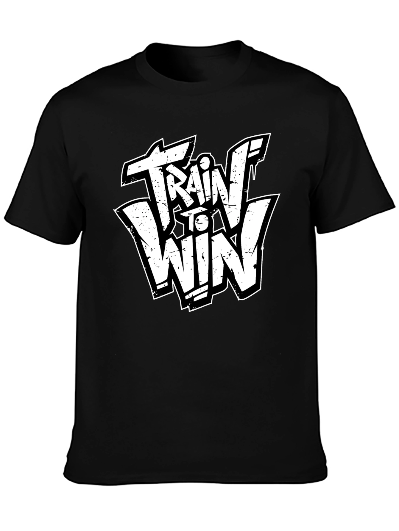Train to Win Graphic Tee - Black Cotton T-Shirt