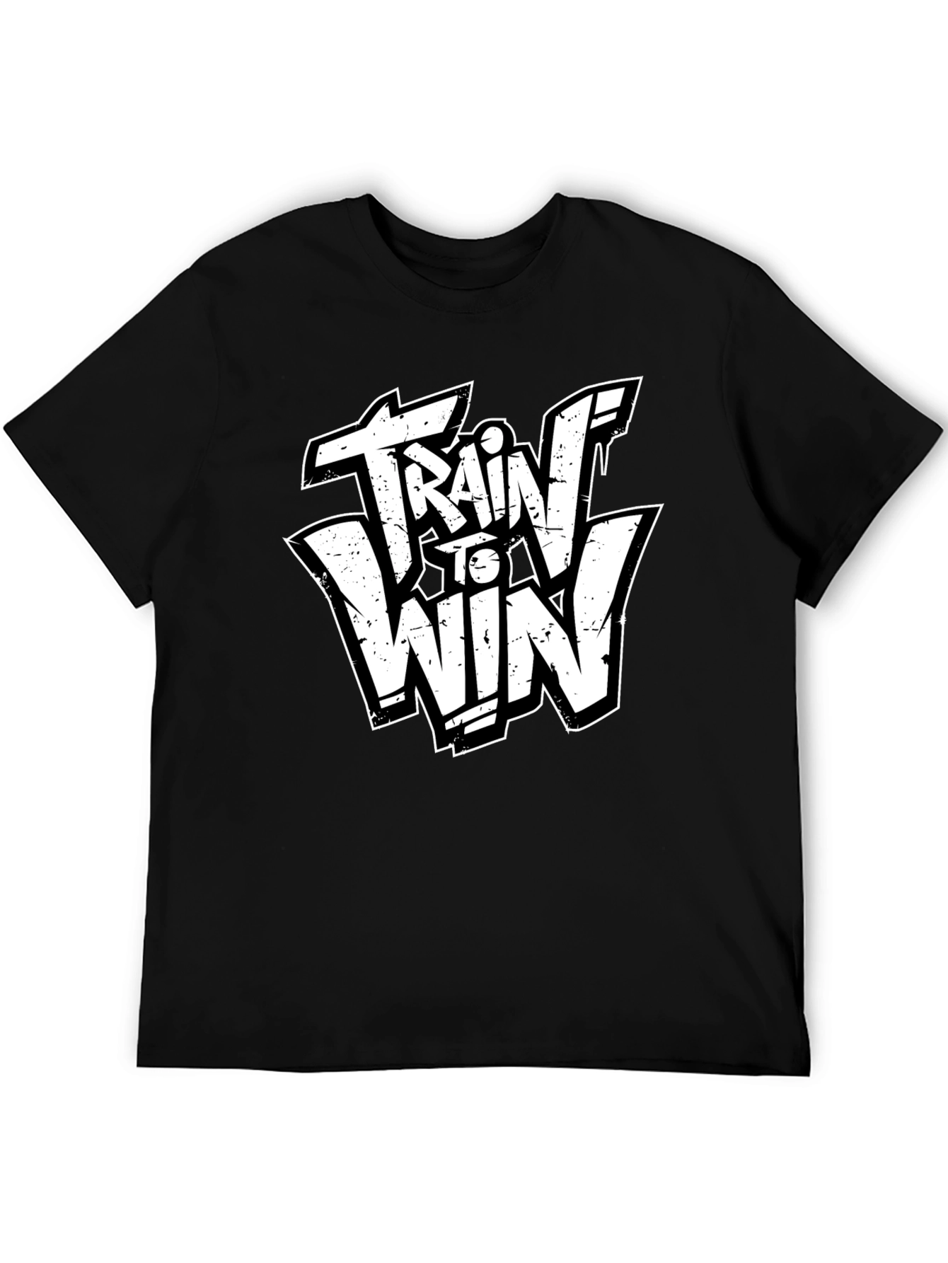 Train to Win Graphic Tee - Black Cotton T-Shirt
