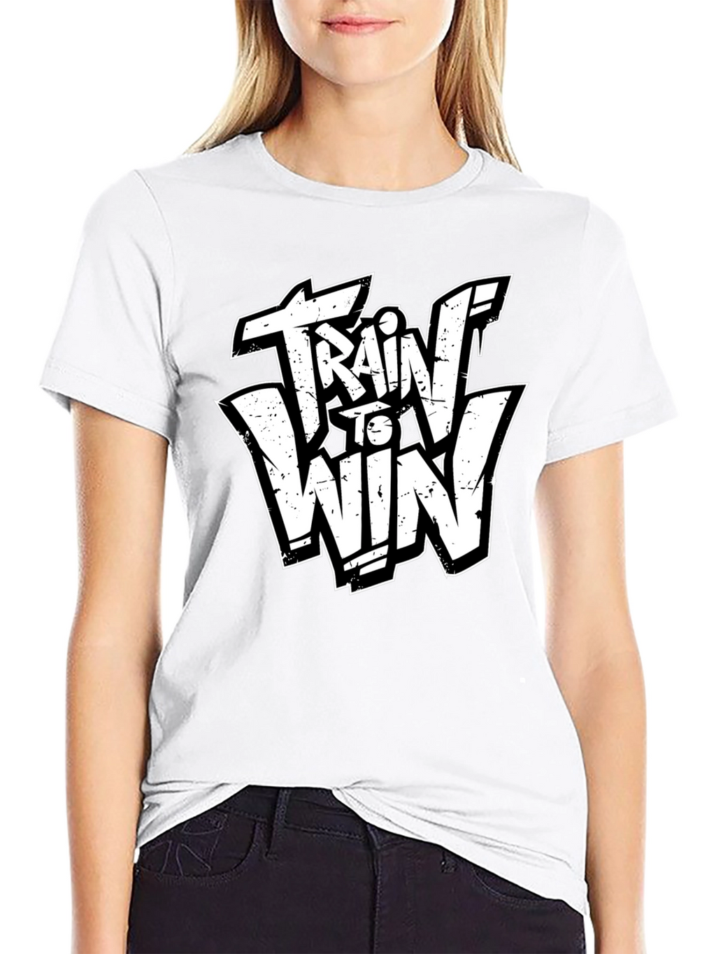 Train to Win Graphic Tee - Black Cotton T-Shirt