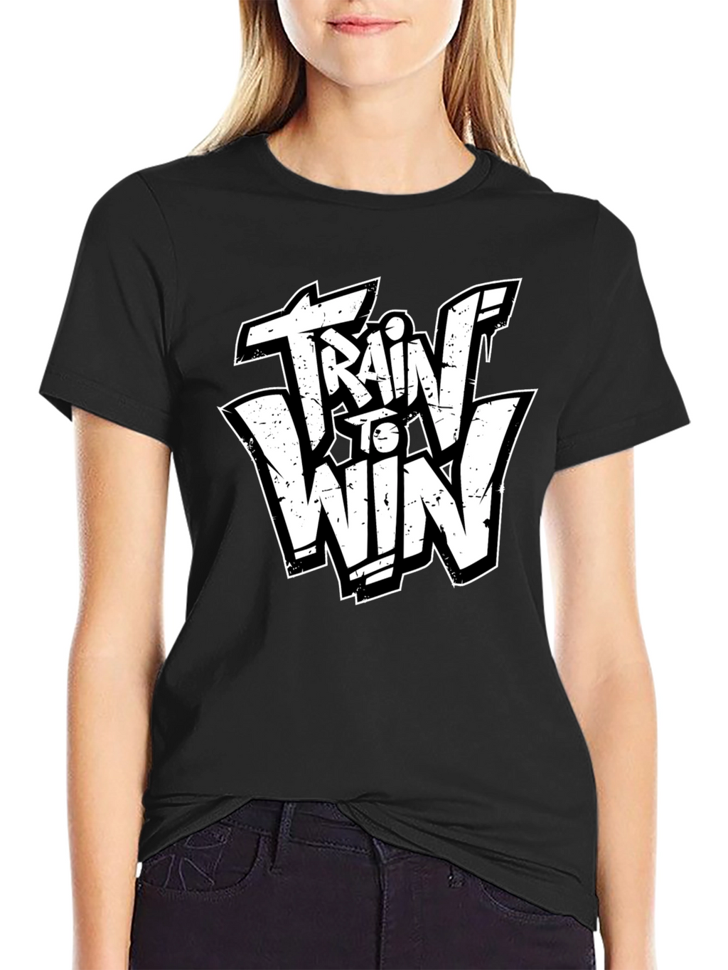Train to Win Graphic Tee - Black Cotton T-Shirt
