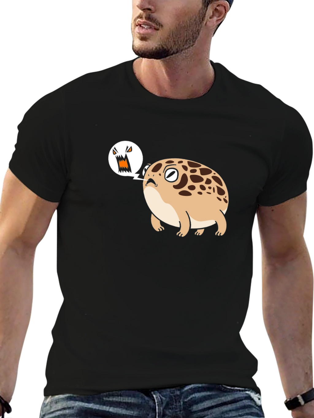 Angry Frog T-Shirt - Mens Black Cotton Tee