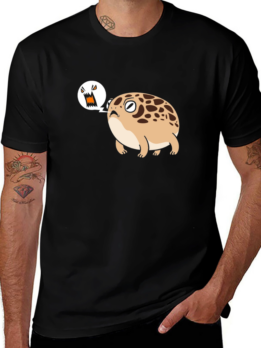 Angry Frog T-Shirt - Mens Black Cotton Tee