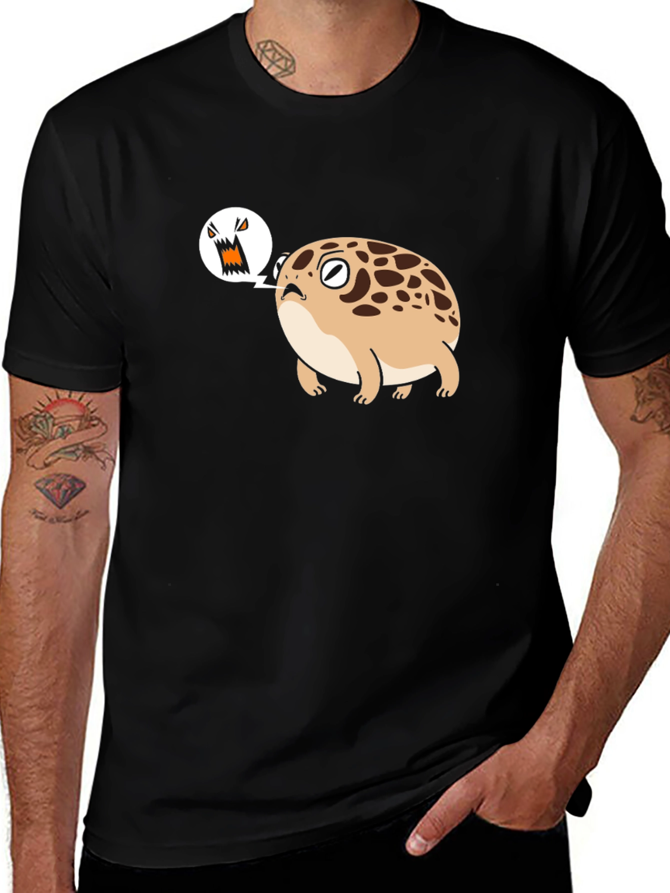 Angry Frog T-Shirt - Mens Black Cotton Tee