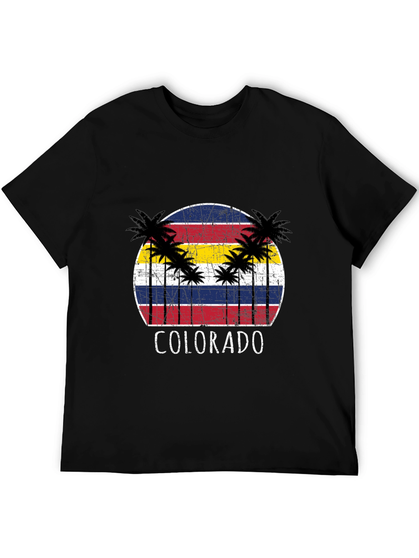 Colorado Palm Tree T-Shirt - Vintage Style Black Tee