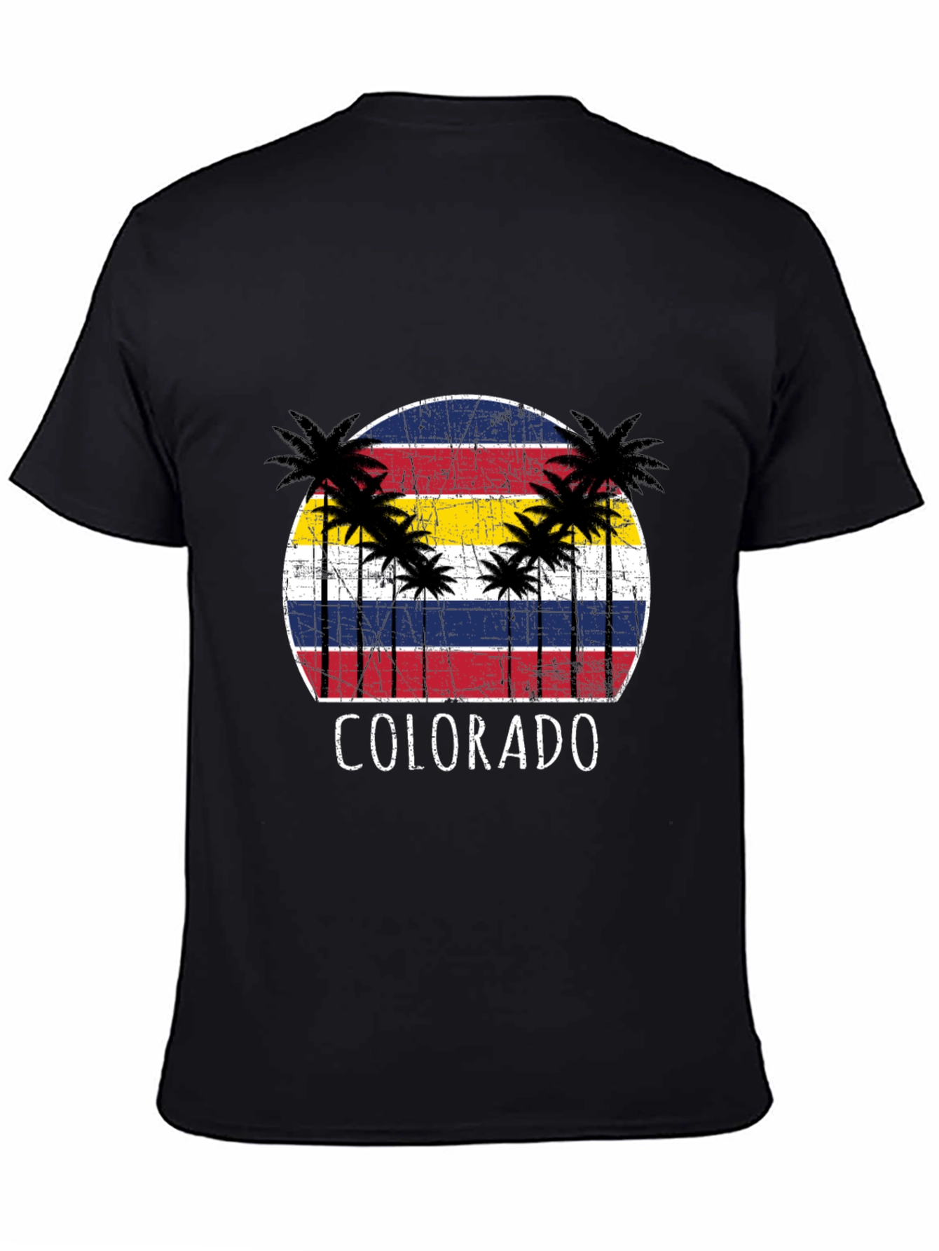 Colorado Palm Tree T-Shirt - Vintage Style Black Tee