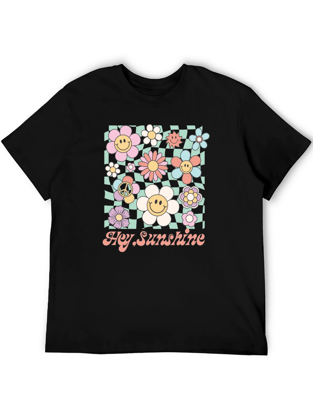 Hey Sunshine Smiley Flower Graphic Tee