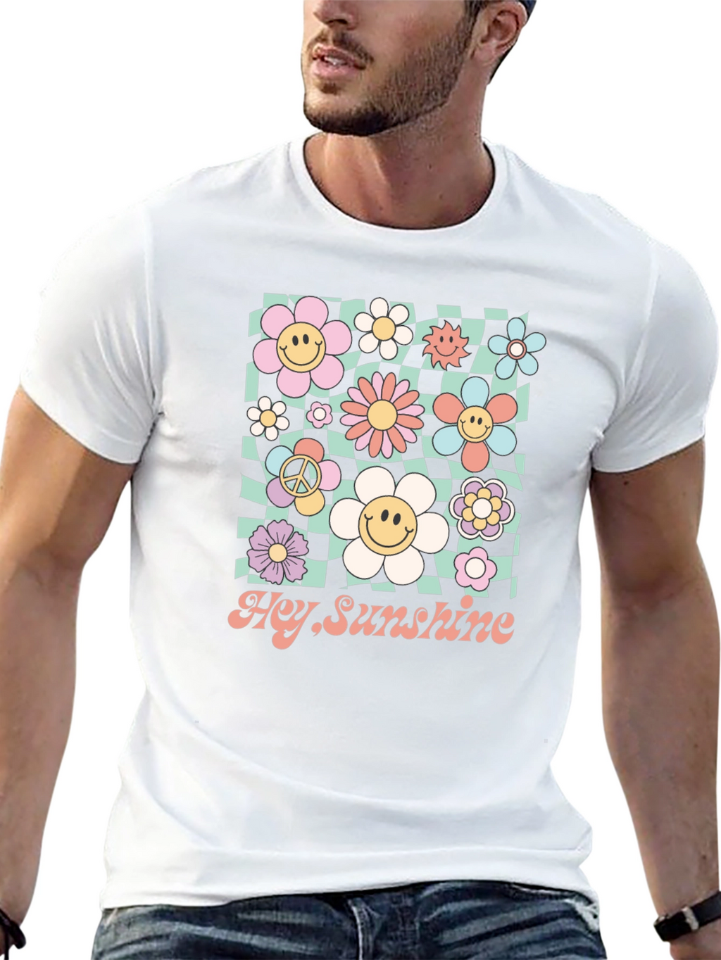Hey Sunshine Smiley Flower Graphic Tee