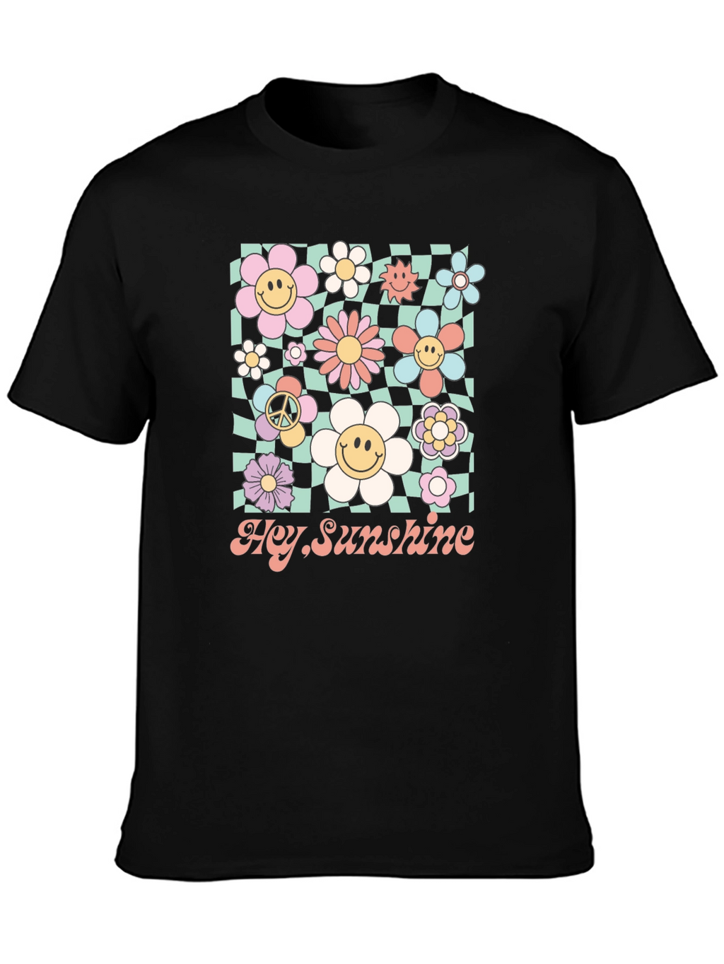 Hey Sunshine Smiley Flower Graphic Tee