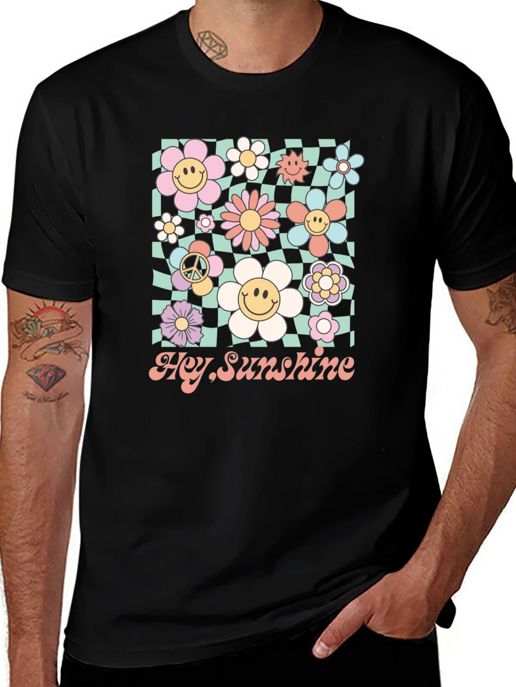 Hey Sunshine Smiley Flower Graphic Tee