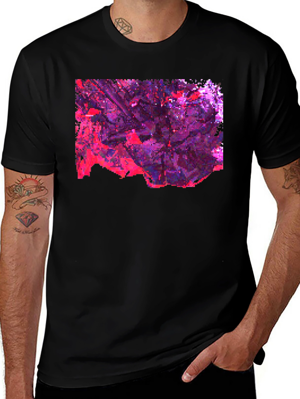 Abstract Pixelated Art Black T-Shirt