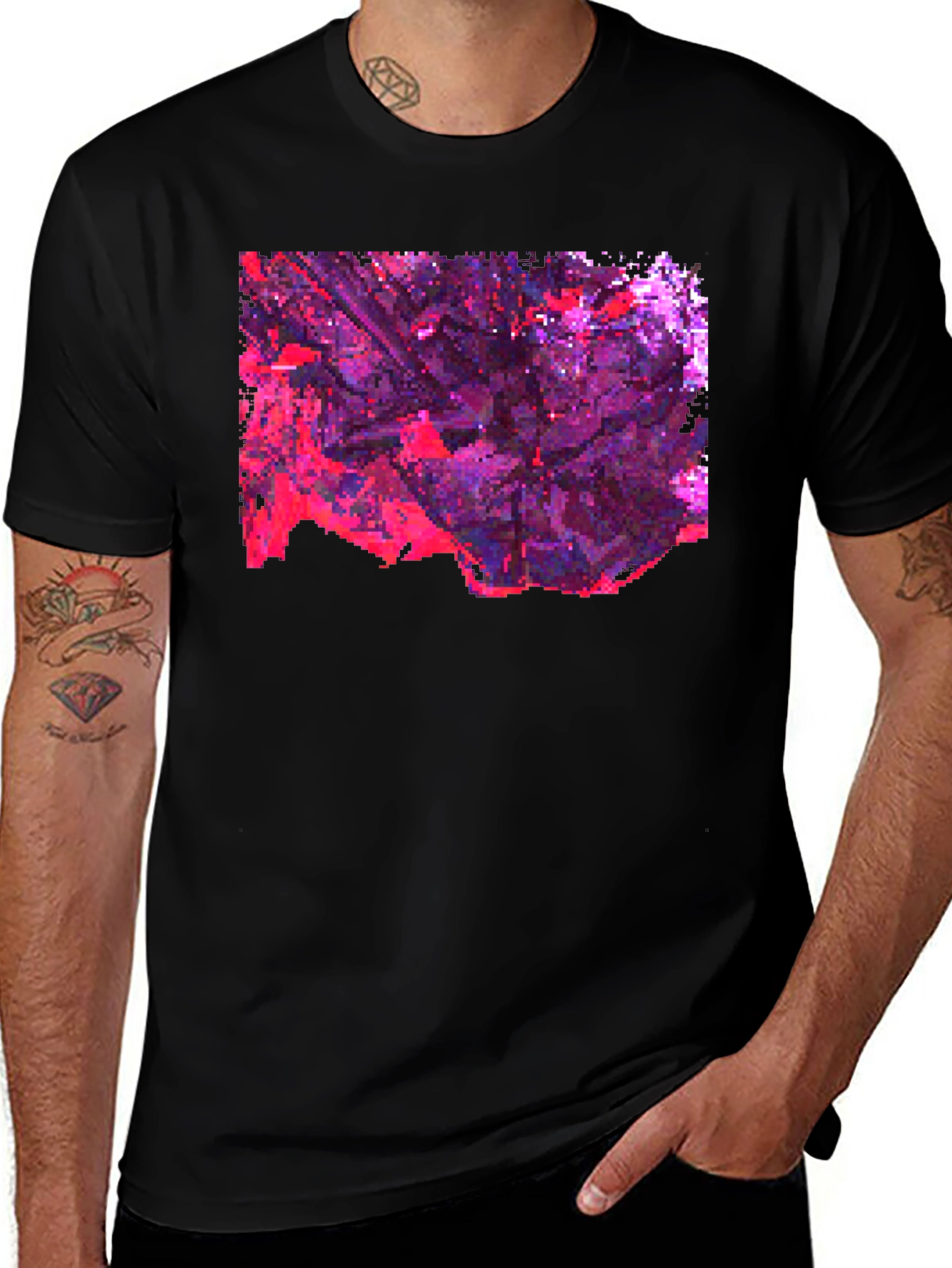 Abstract Pixelated Art Black T-Shirt