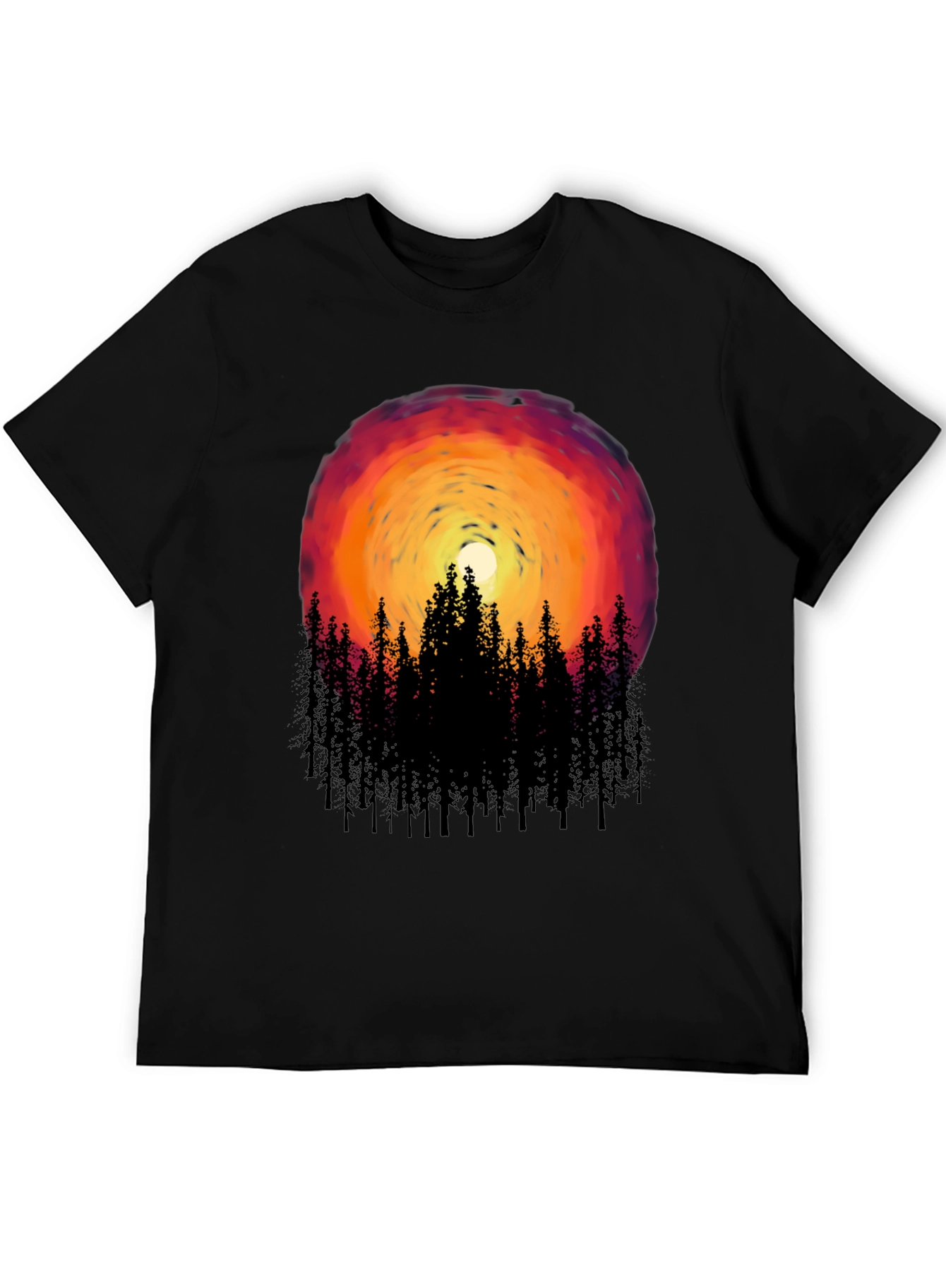 Sunset Forest Graphic Tee - Black