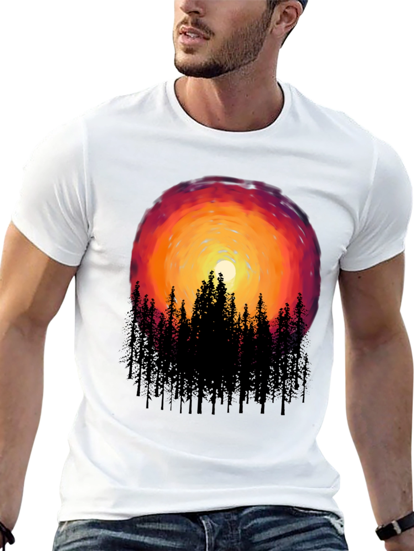 Sunset Forest Graphic Tee - Black