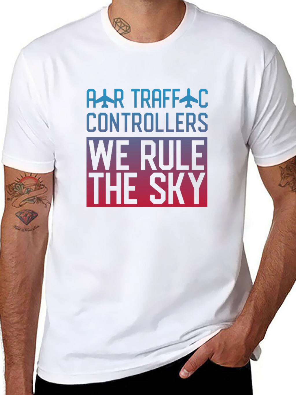Air Traffic Controller We Rule The Sky Black T-Shirt