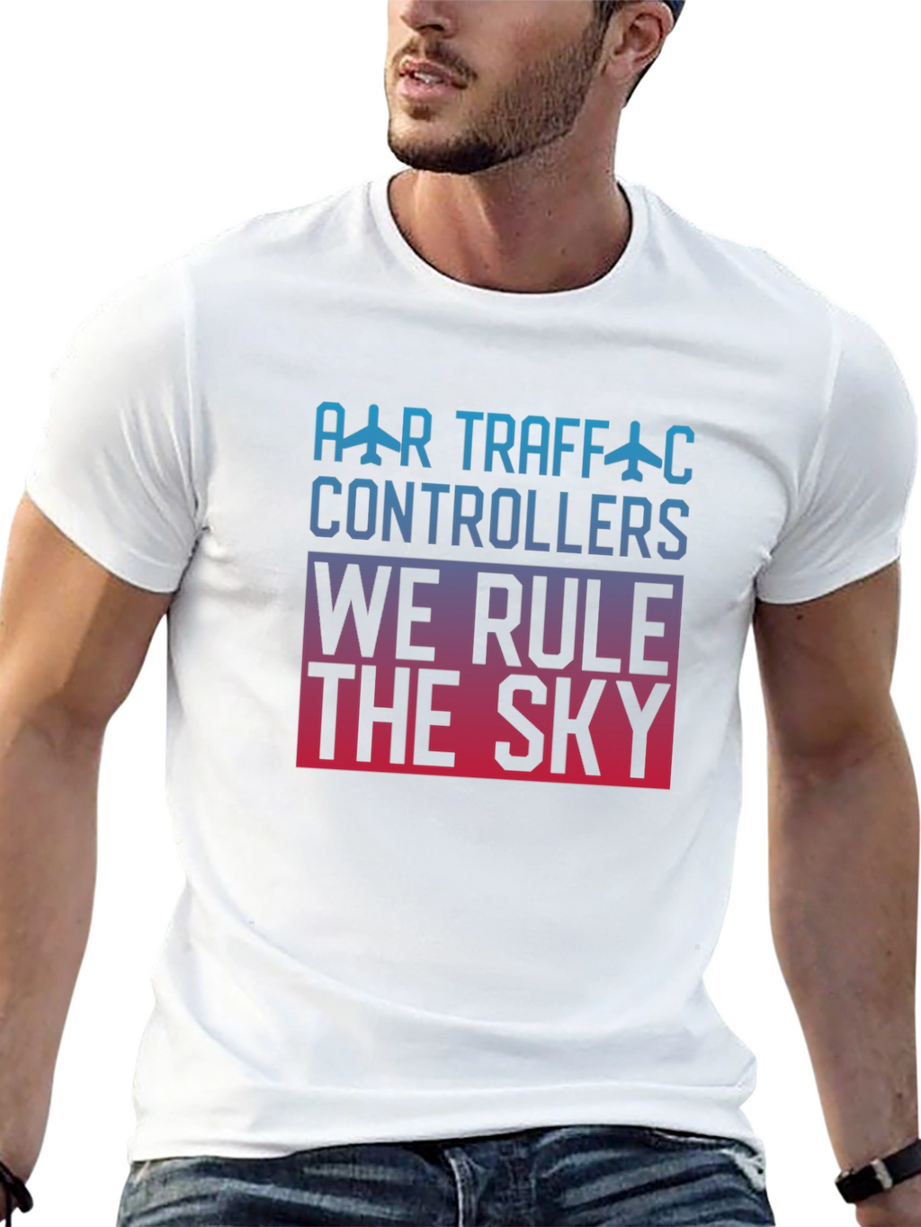 Air Traffic Controller We Rule The Sky Black T-Shirt