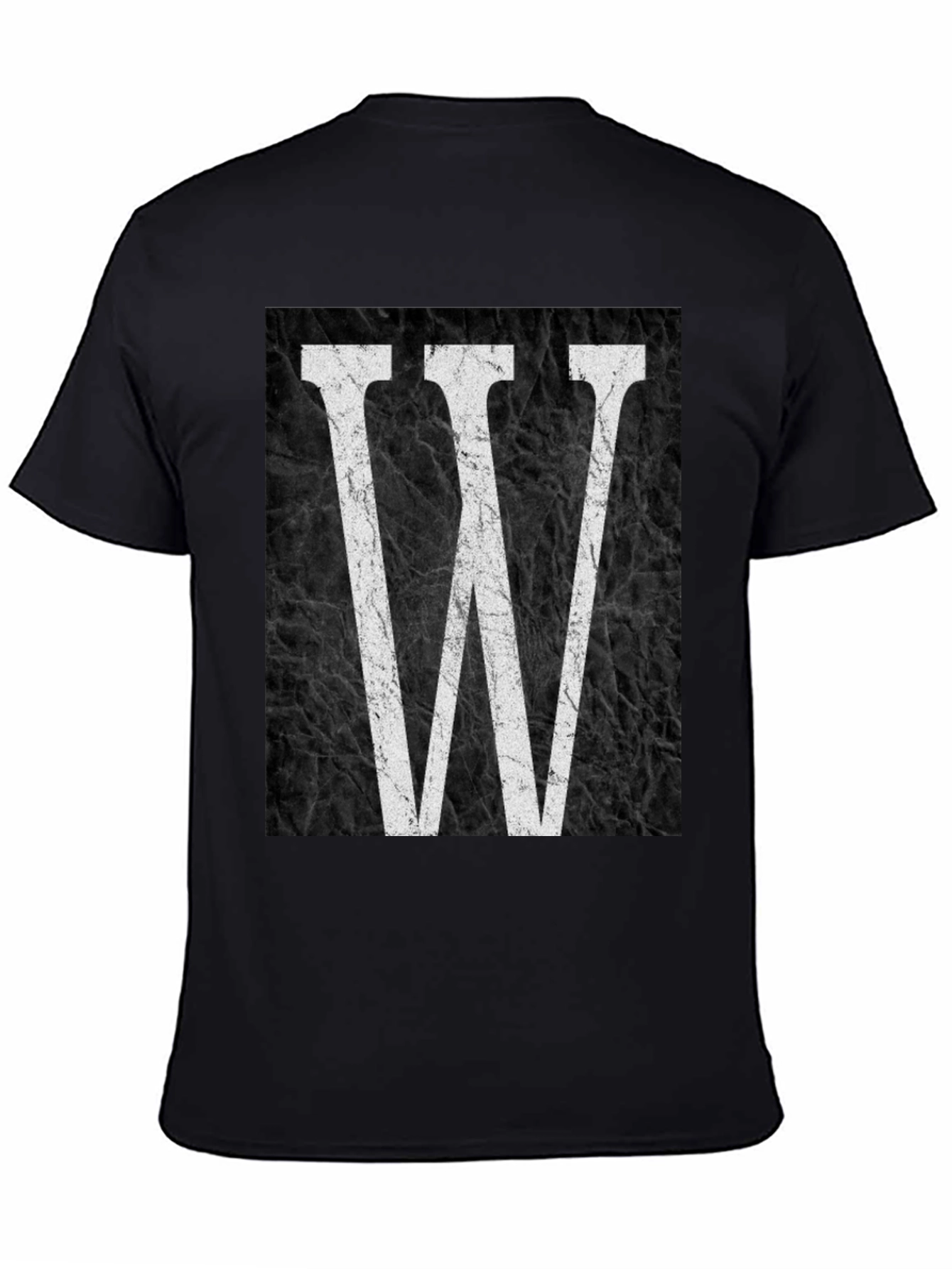 Letter W Graphic Print Black T-Shirt