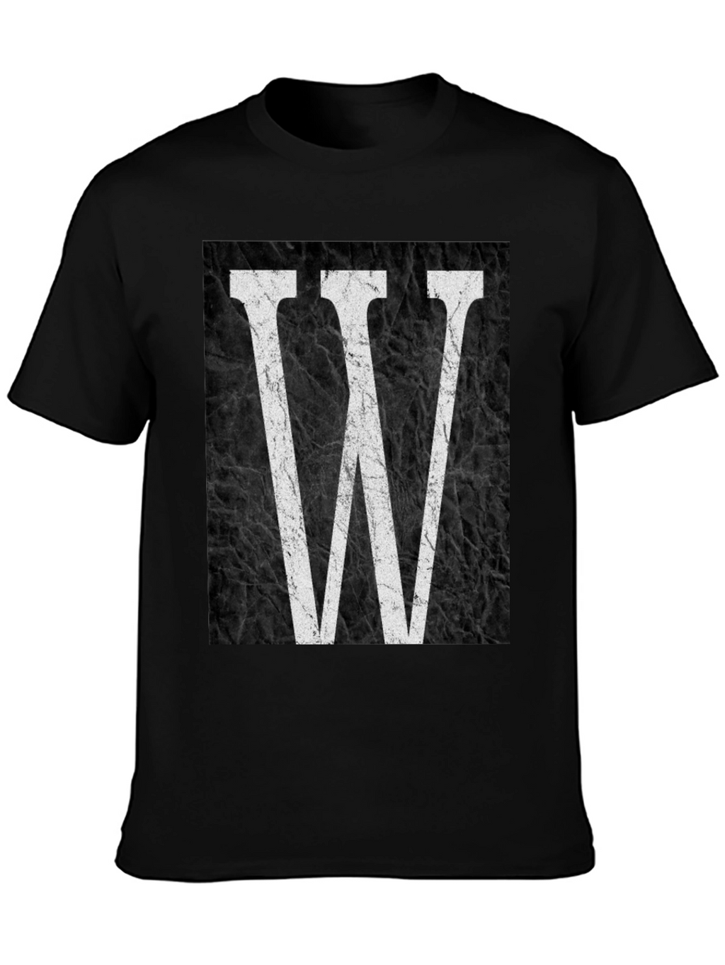 Letter W Graphic Print Black T-Shirt