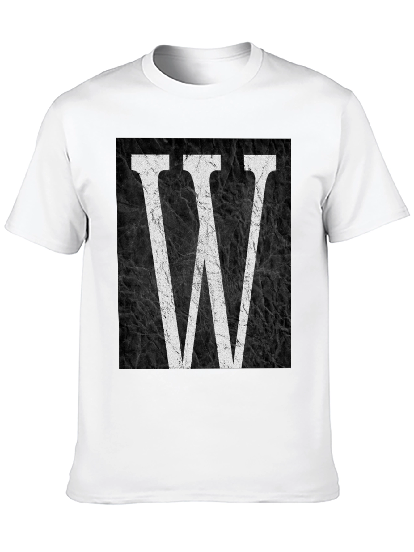 Letter W Graphic Print Black T-Shirt