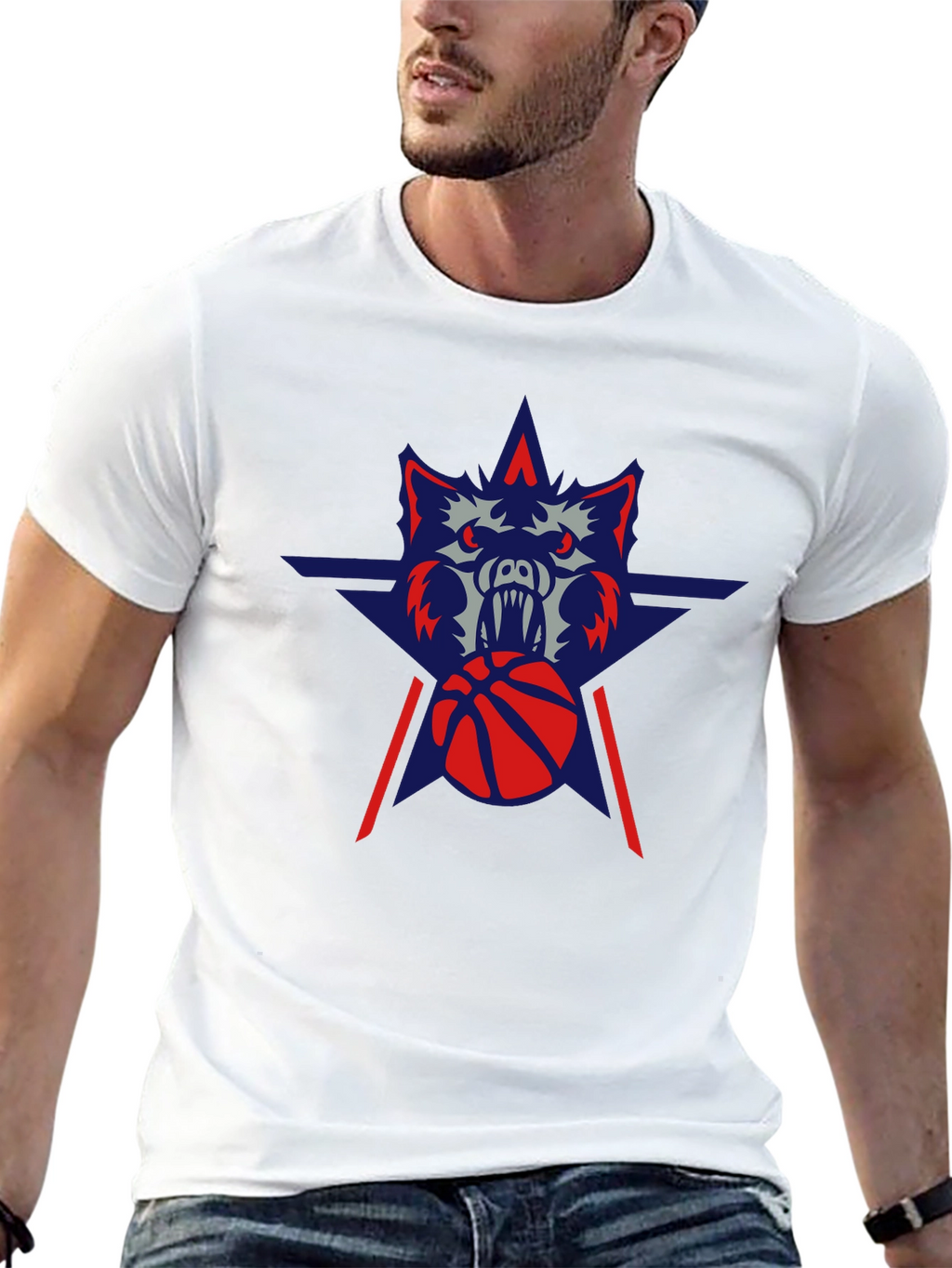 Wolf Basketball Graphic Tee - Black